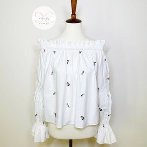 Zara Dolce Floret Off-Shoulder Bubble Sleeves Top Size S